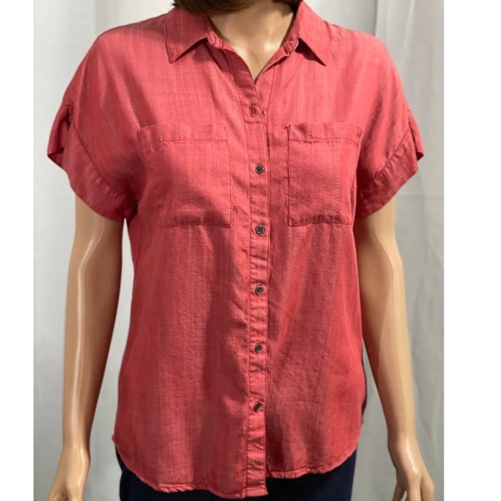 Cato Button Up Double Pocket High Low Droptail Shirt Size Small